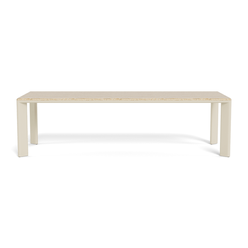 Palm Beach Aluminium Rectangle Dining Table | Aluminium Bone, Travertine Natural,