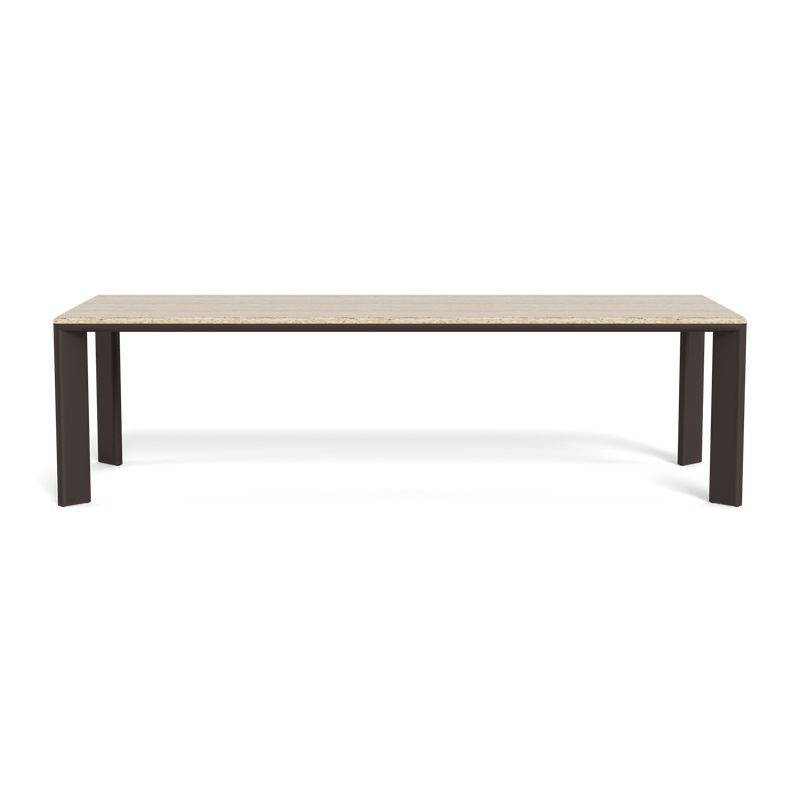 Palm Beach Aluminium Rectangle Dining Table | Aluminium Bronze, Travertine Natural,