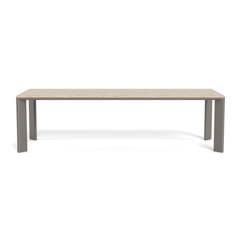 Palm Beach Aluminium Rectangle Dining Table | Aluminium Taupe, Travertine Natural,