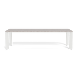 Palm Beach Aluminium Rectangle Dining Table | Aluminium White, Travertine Dark Grey,