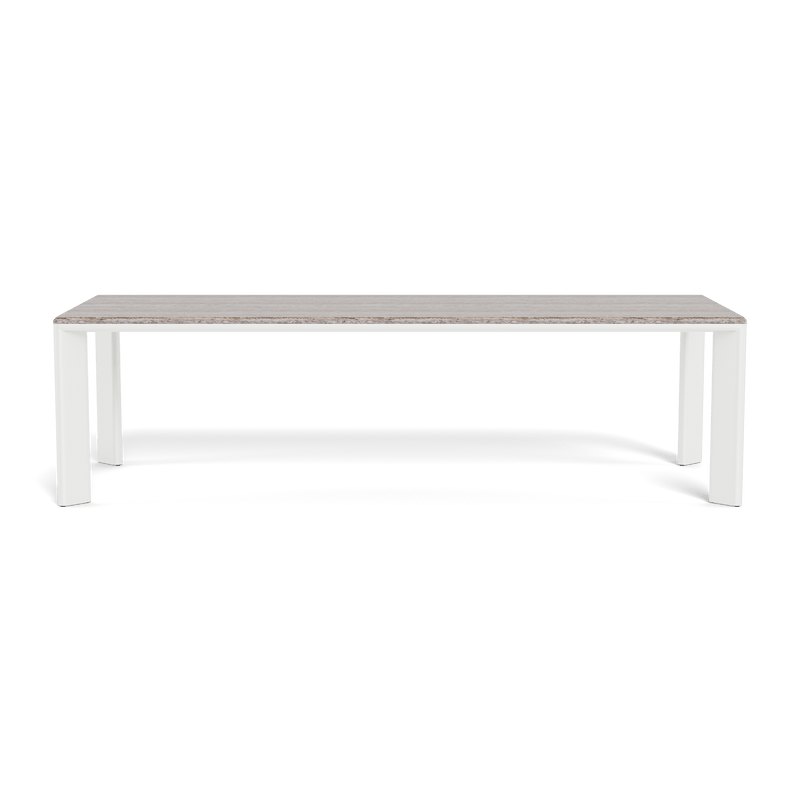 Palm Beach Aluminium Rectangle Dining Table | Aluminium White, Travertine Dark Grey,