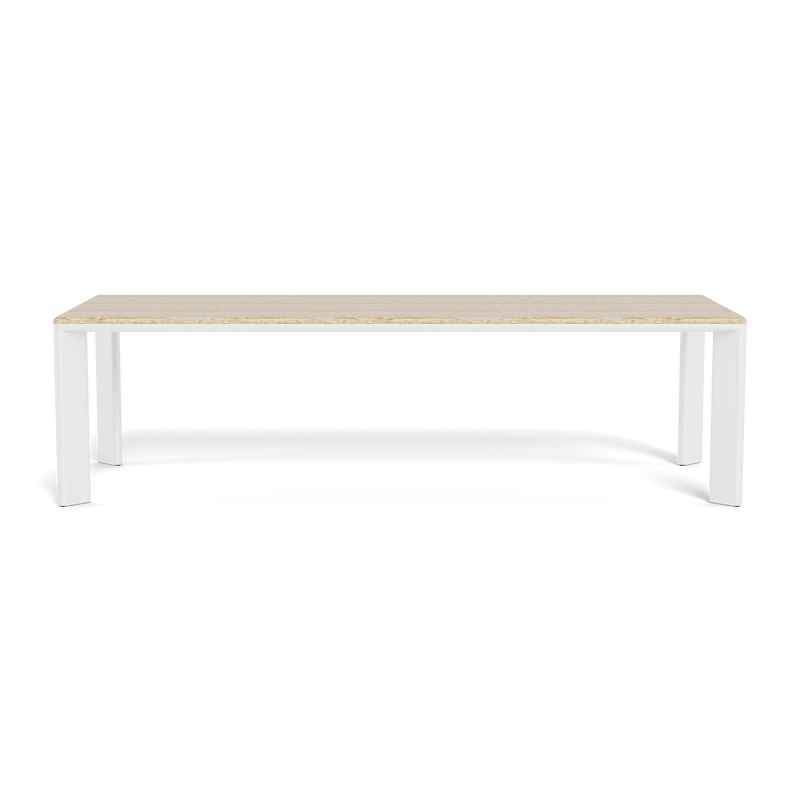 Palm Beach Aluminium Rectangle Dining Table | Aluminium White, Travertine Natural,