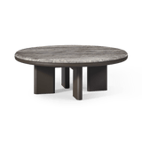 Palm Beach Aluminium Round Coffee Table | Aluminium Asteroid, Travertine Dark Grey,