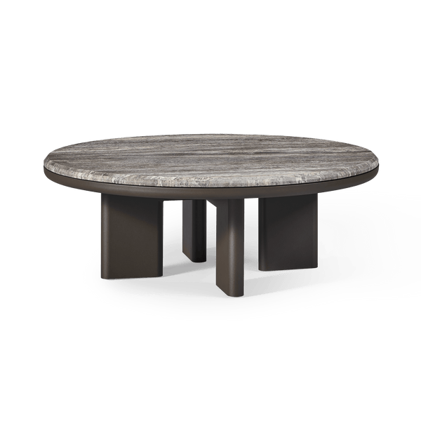 Palm Beach Aluminium Round Coffee Table | Aluminium Asteroid, Travertine Dark Grey,