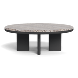 Palm Beach Aluminium Round Coffee Table | Aluminium Asteroid, Travertine Dark Grey,