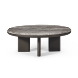 Palm Beach Aluminium Round Coffee Table | Aluminium Asteroid, Travertine Dark Grey,