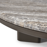 Palm Beach Aluminium Round Coffee Table | Aluminium Asteroid, Travertine Dark Grey,