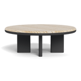 Palm Beach Aluminium Round Coffee Table | Aluminium Asteroid, Travertine Natural,