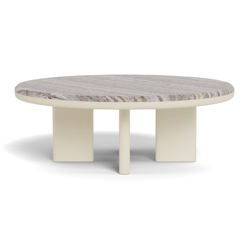 Palm Beach Aluminium Round Coffee Table | Aluminium Bone, Travertine Dark Grey,