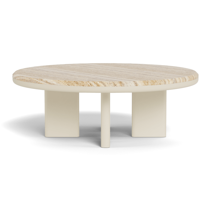 Palm Beach Aluminium Round Coffee Table | Aluminium Bone, Travertine Natural,