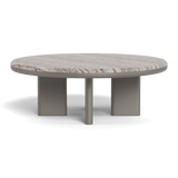 Palm Beach Aluminium Round Coffee Table | Aluminium Taupe, Travertine Dark Grey,