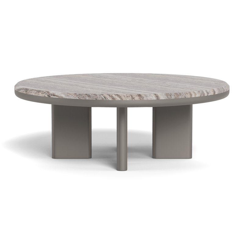 Palm Beach Aluminium Round Coffee Table | Aluminium Taupe, Travertine Dark Grey,