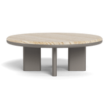 Palm Beach Aluminium Round Coffee Table | Aluminium Taupe, Travertine Natural,