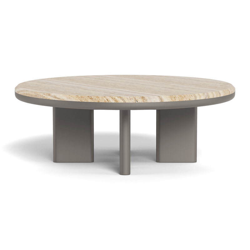 Palm Beach Aluminium Round Coffee Table | Aluminium Taupe, Travertine Natural,