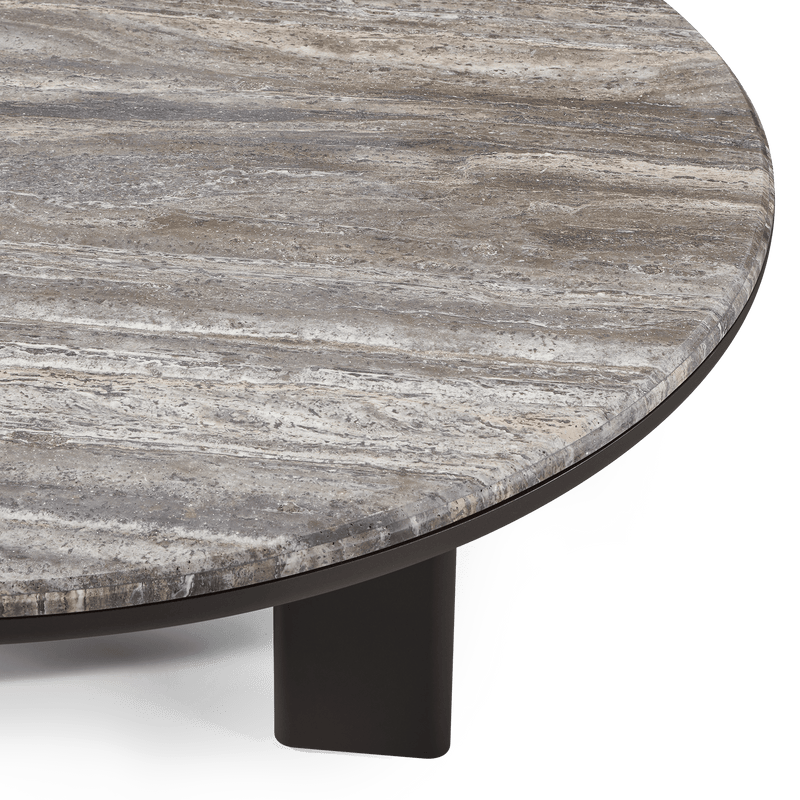 Palm Beach Aluminium Round Dining Table 60" | Aluminium Asteroid, Travertine Dark Grey,