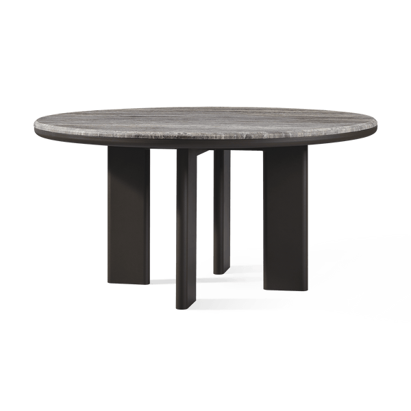 Palm Beach Aluminium Round Dining Table 60" | Aluminium Asteroid, Travertine Dark Grey,