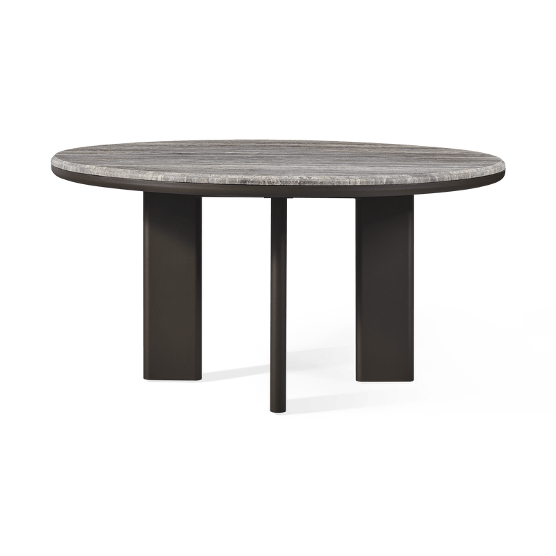 Palm Beach Aluminium Round Dining Table 60" | Aluminium Asteroid, Travertine Dark Grey,