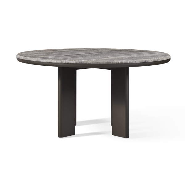 Palm Beach Aluminium Round Dining Table 60" | Aluminium Asteroid, Travertine Dark Grey,