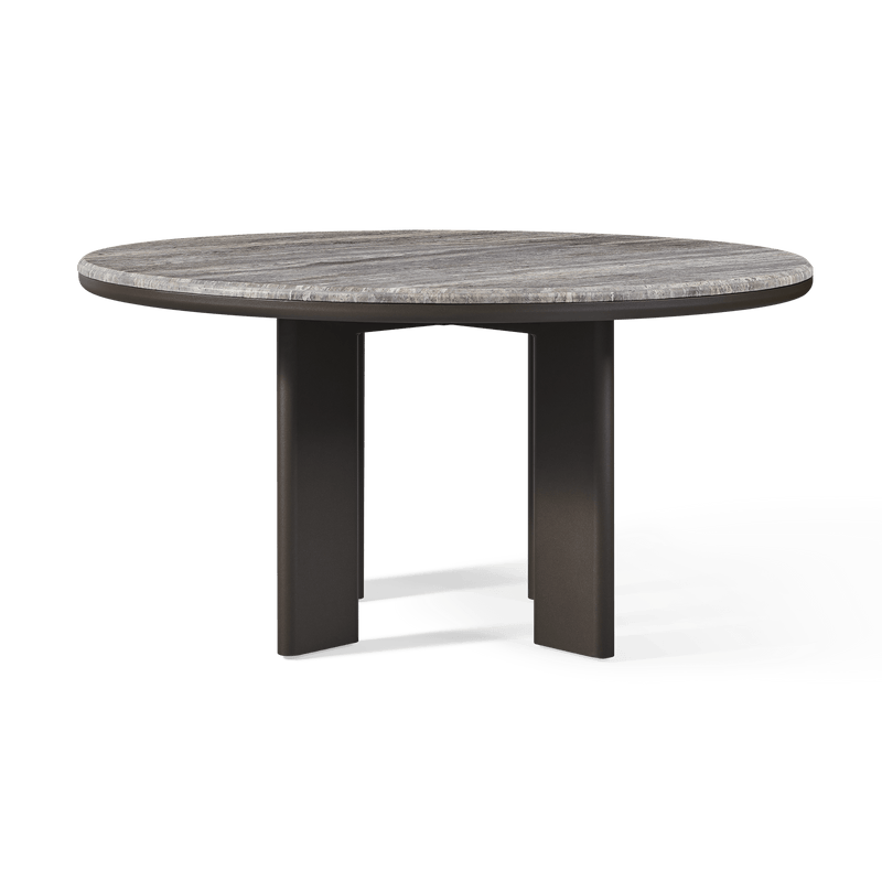 Palm Beach Aluminium Round Dining Table 60" | Aluminium Asteroid, Travertine Dark Grey,