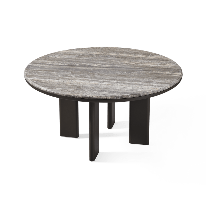 Palm Beach Aluminium Round Dining Table 60" | Aluminium Asteroid, Travertine Dark Grey,