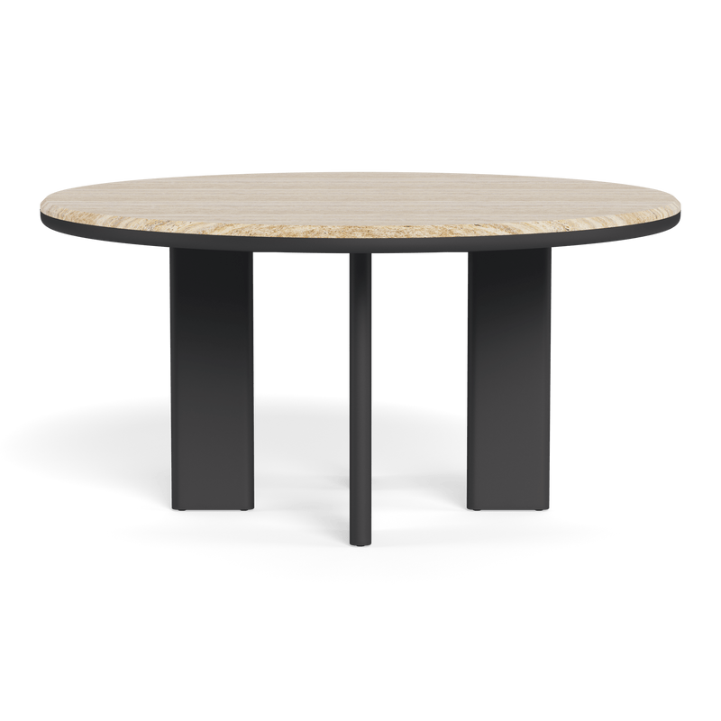 Palm Beach Aluminium Round Dining Table 60" | Aluminium Asteroid, Travertine Natural,