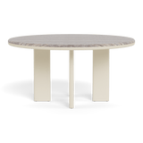 Palm Beach Aluminium Round Dining Table 60" | Aluminium Bone, Travertine Dark Grey,