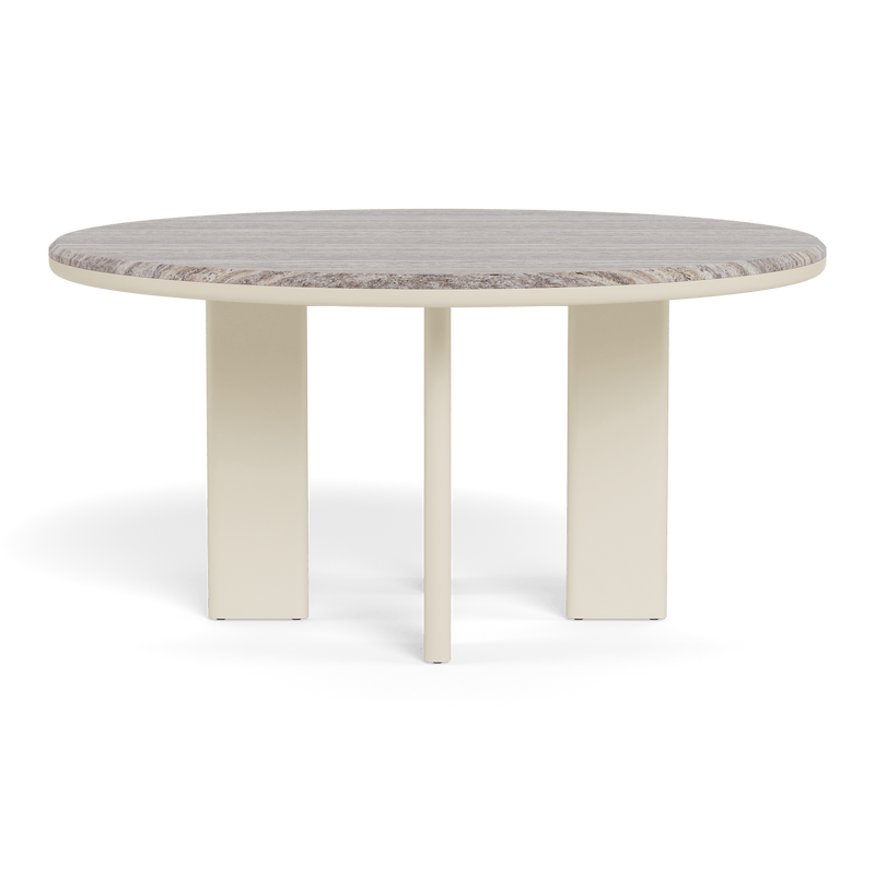 Palm Beach Aluminium Round Dining Table 60" | Aluminium Bone, Travertine Dark Grey,