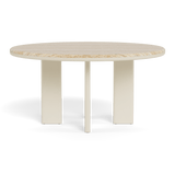 Palm Beach Aluminium Round Dining Table 60" | Aluminium Bone, Travertine Natural,