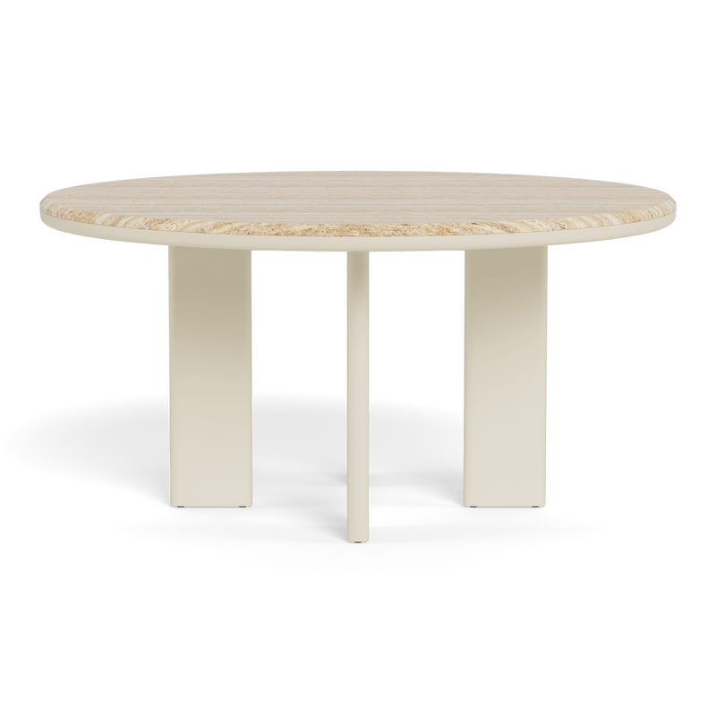 Palm Beach Aluminium Round Dining Table 60" | Aluminium Bone, Travertine Natural,