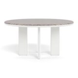 Palm Beach Aluminium Round Dining Table 60" | Aluminium White, Travertine Dark Grey,