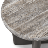 Palm Beach Aluminium Round Side Table | Aluminium Asteroid, Travertine Dark Grey,