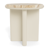 Palm Beach Aluminium Round Side Table | Aluminium Bone, Travertine Natural,