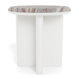 Palm Beach Aluminium Round Side Table | Aluminium White, Travertine Dark Grey,