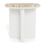 Palm Beach Aluminium Round Side Table | Aluminium White, Travertine Natural,