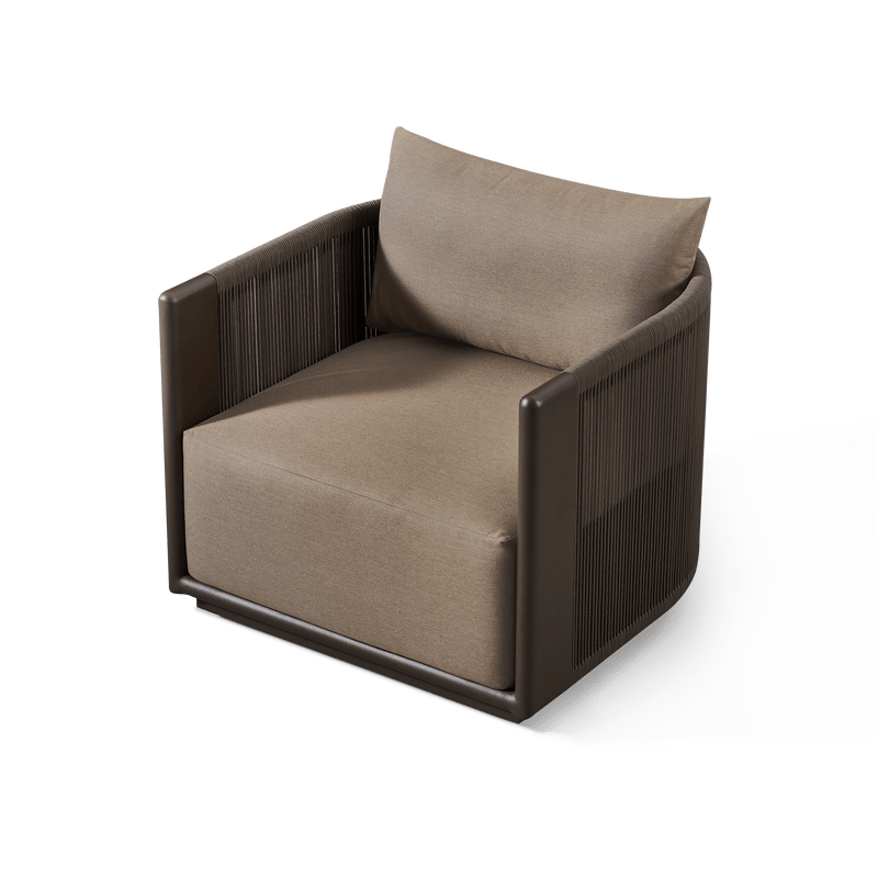 Palm Beach Aluminium Swivel Lounge Chair | Aluminium Asteroid, Copacabana Midnight, Rope Dark Grey