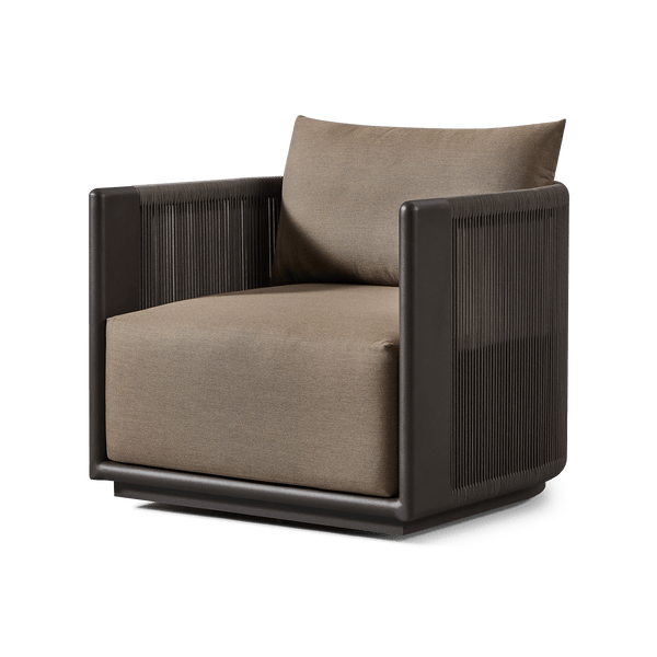 Palm Beach Aluminium Swivel Lounge Chair | Aluminium Asteroid, Copacabana Midnight, Rope Dark Grey