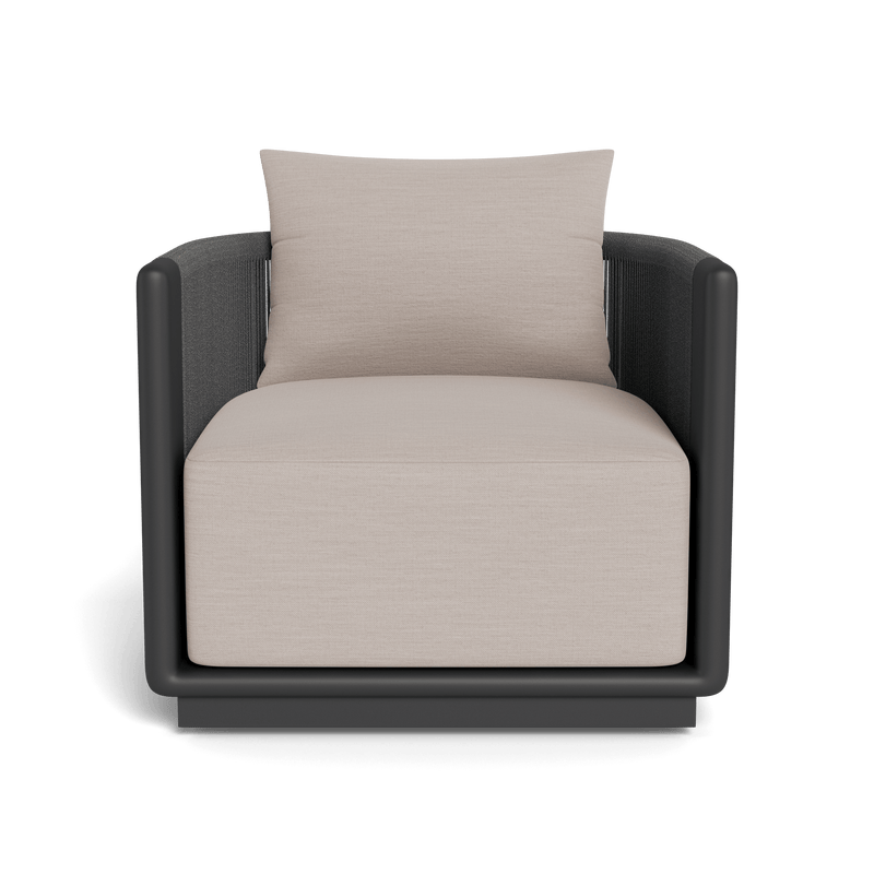 Palm Beach Aluminium Swivel Lounge Chair | Aluminium Asteroid, Panama Marble, Rope Dark Grey