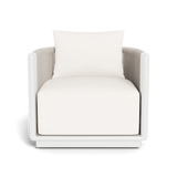 Palm Beach Aluminium Swivel Lounge Chair | Aluminium White, Panama Blanco, Rope Shell