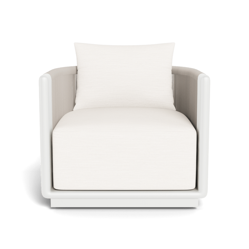 Palm Beach Aluminium Swivel Lounge Chair | Aluminium White, Panama Blanco, Rope Shell