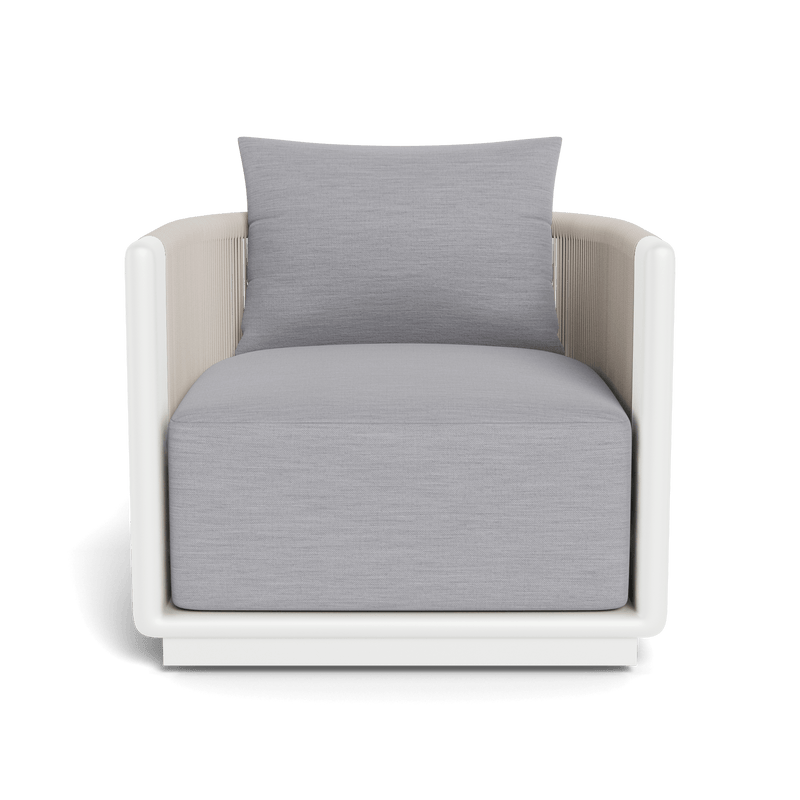 Palm Beach Aluminium Swivel Lounge Chair | Aluminium White, Panama Cloud, Rope Shell