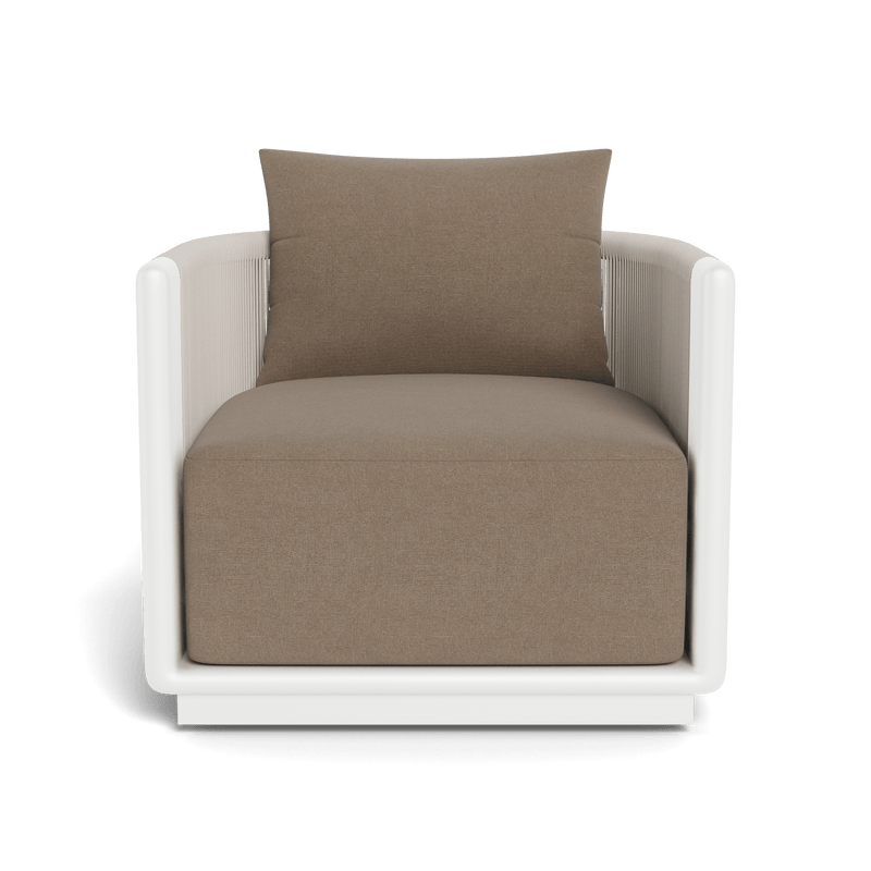 Palm Beach Aluminium Swivel Lounge Chair | Aluminium White, Panama Coco, Rope Shell