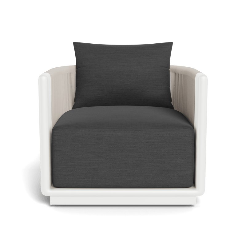 Palm Beach Aluminium Swivel Lounge Chair | Aluminium White, Panama Grafito, Rope Shell