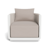 Palm Beach Aluminium Swivel Lounge Chair | Aluminium White, Panama Marble, Rope Shell