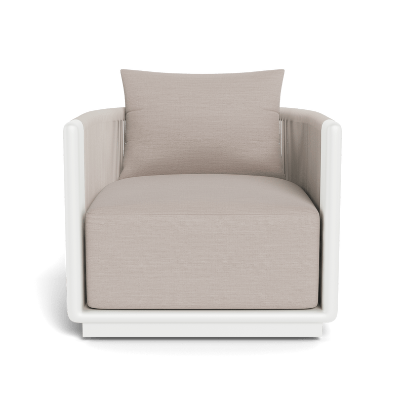 Palm Beach Aluminium Swivel Lounge Chair | Aluminium White, Panama Marble, Rope Shell