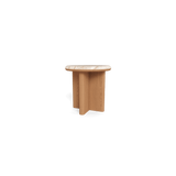 Palm Beach Teak Round Side Table | Teak Natural, Travertine Cream,