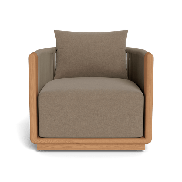 Palm Beach Teak Swivel Lounge Chair | Teak Natural, Copacabana Midnight, Rope Dark Grey