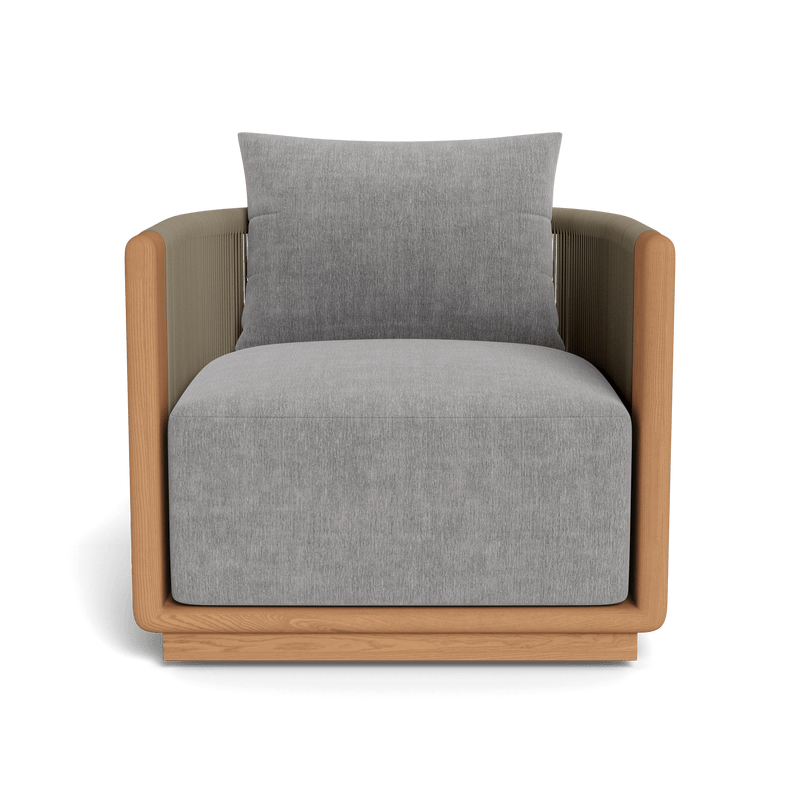 Palm Beach Teak Swivel Lounge Chair | Teak Natural, Altona Dove, Rope Stone