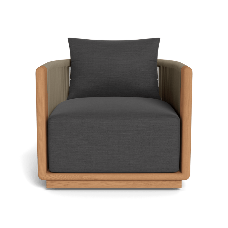 Palm Beach Teak Swivel Lounge Chair | Teak Natural, Panama Grafito, Rope Stone