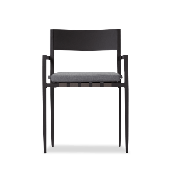 Pier Dining Chair | Aluminum Asteroid, Cast Slate, Strapping Taupe