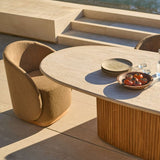 Rhodes Teak Oval Pedestal Dining Table 108"